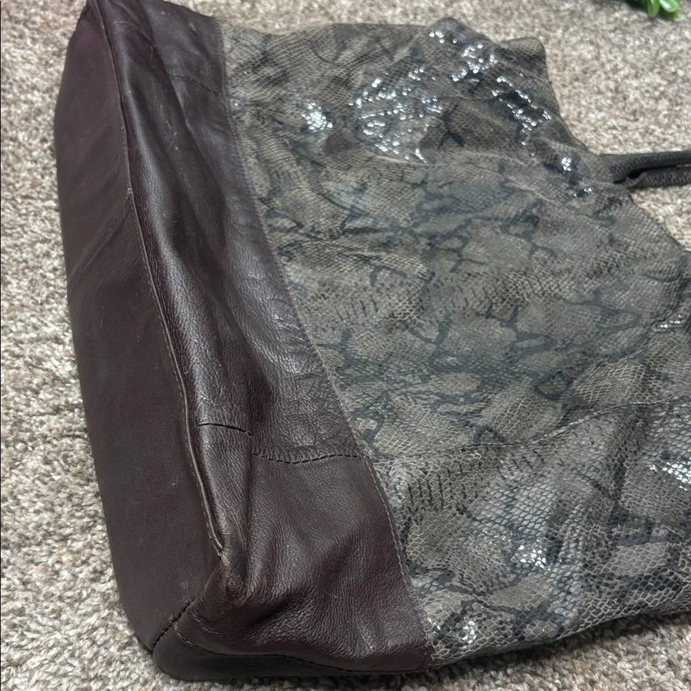 Margot snakeskin and leather tote